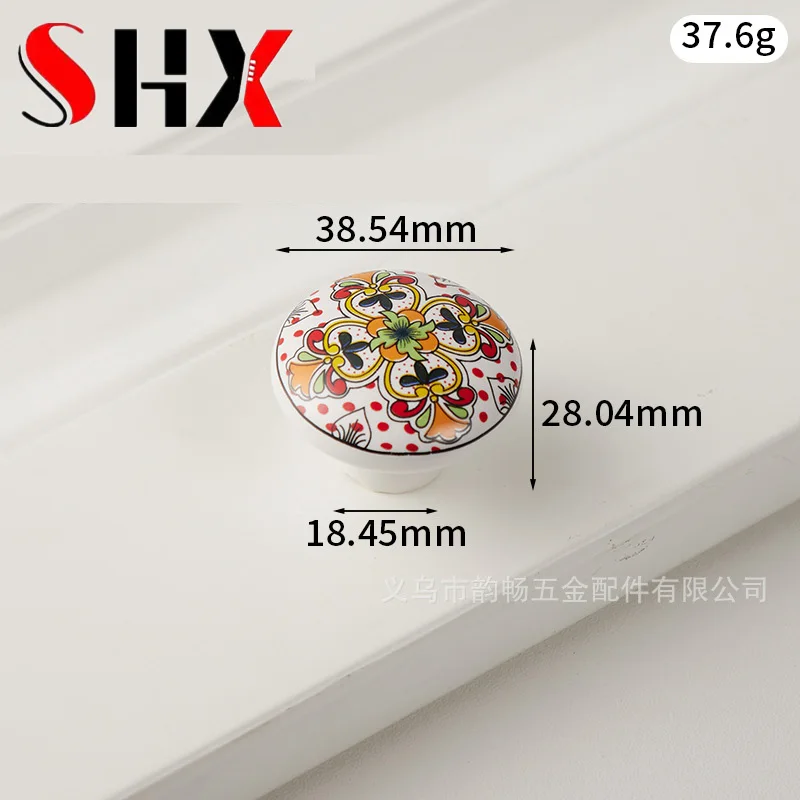 Bohemian Ceramic Handle European Handle Drawer Cabinet Door Circular Wardrobe Door Handle Ceramic