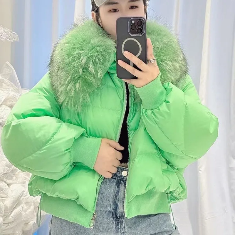 Warm Fur Collar Short Casual Down Jacket Women's Design Sense Niche 2025 Winter New Version Good-looking High Street Trend Coat