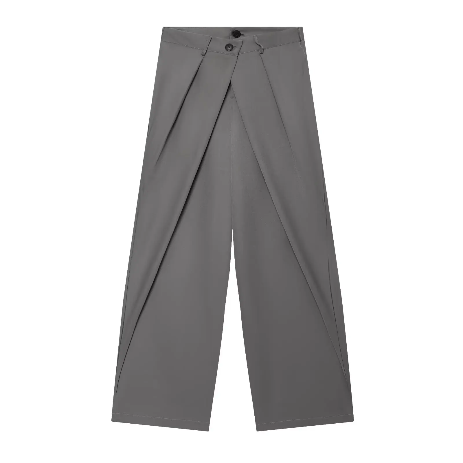 TFMLN Damen Mode Weite Hosen Vintage Hohe Taille Reißverschluss Lässige Gerade Hochgeschnittene Plissierte Lange Hosen Neu – Detail 12