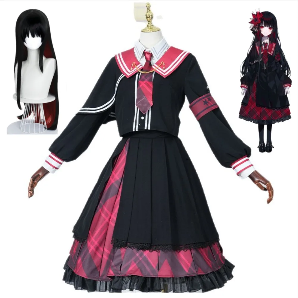 

Mahou Shoujo No Majo Saiban Nikaidou Hiro Black Dress Full Set Cosplay Costume Wig Adult Halloween Anime Convention Stage Outfit