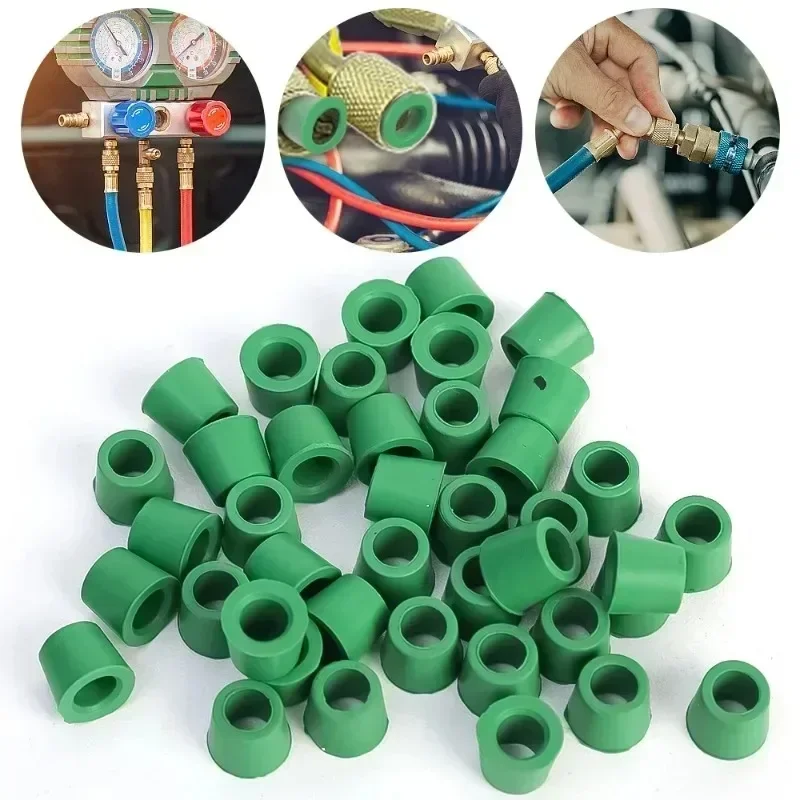 200-50PCS Rubber Gasket Air Conditioning 1/4\'\' Charging Hose Valve Gasket Manifold Repair Seal Kit Replacement Car Accessories