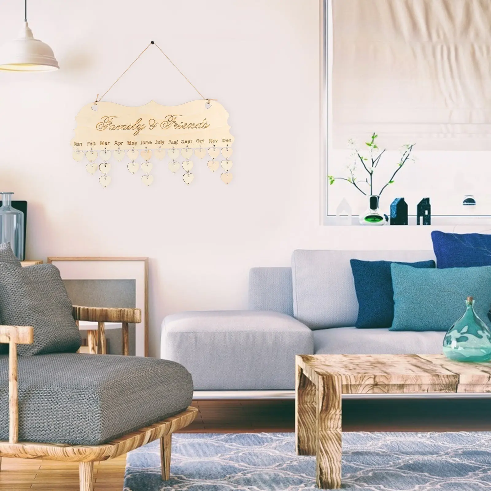 

Wooden Calendar Reminder Plaque DIY Hanging Board Family Wall Decor Birthday Anniversary Reminder Calendar Wall Hanging Board