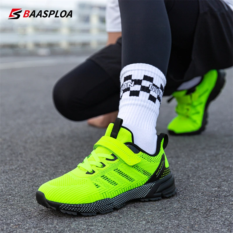 Baasploa Children Running Shoes Fashion Lightweight Boys Sport Sneakers Breathable Mesh Tenis School Shoes for Boys Kids Sneaker