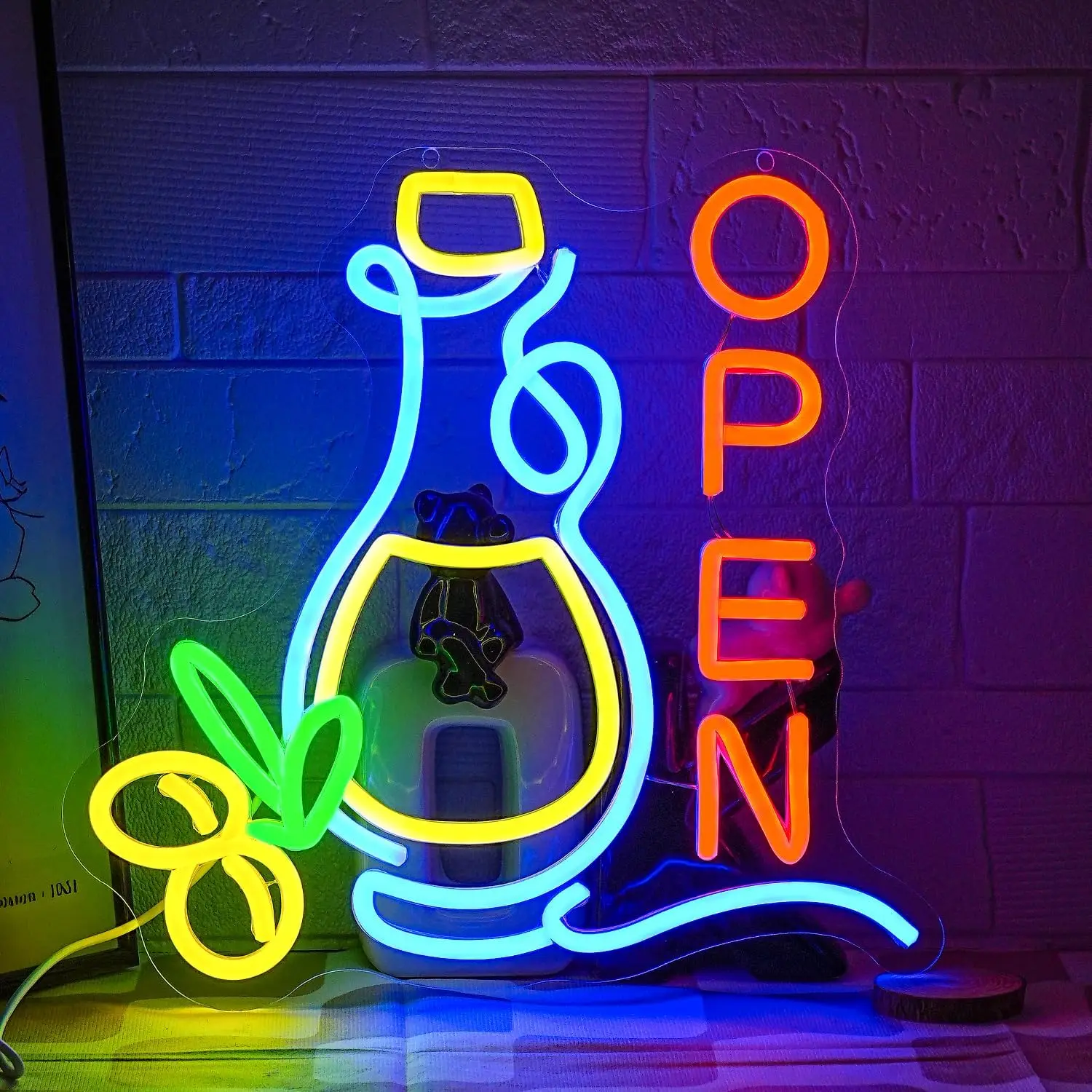 

Olive Oil Open Neon Sign LED Neon Light Opening Business Wall Decor for Olive Store Restaurant Kitchen Room Gift for Friend