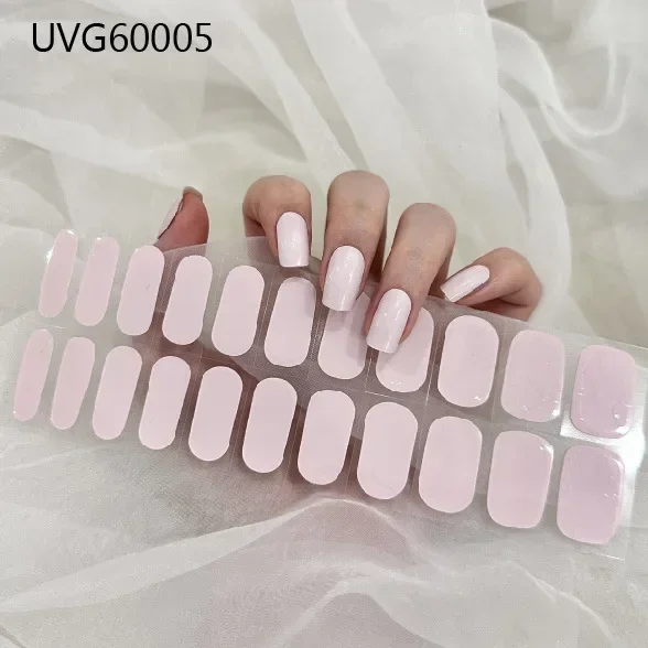 Hot Sale 22 Strips UV Gel Nail Stickers Soild Color Black Semi Cured Nail Art Wraps Manicure Decorations For Nail