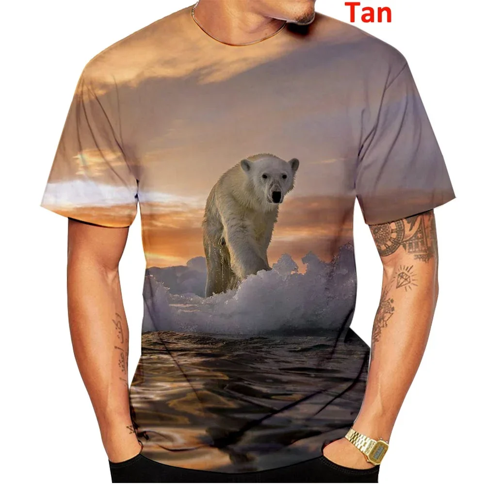 Nowa letnia koszulka 3d Animal Polar Bear Fashion Casual Funny Men Women z krótkim rękawem Harajuku T Shirt