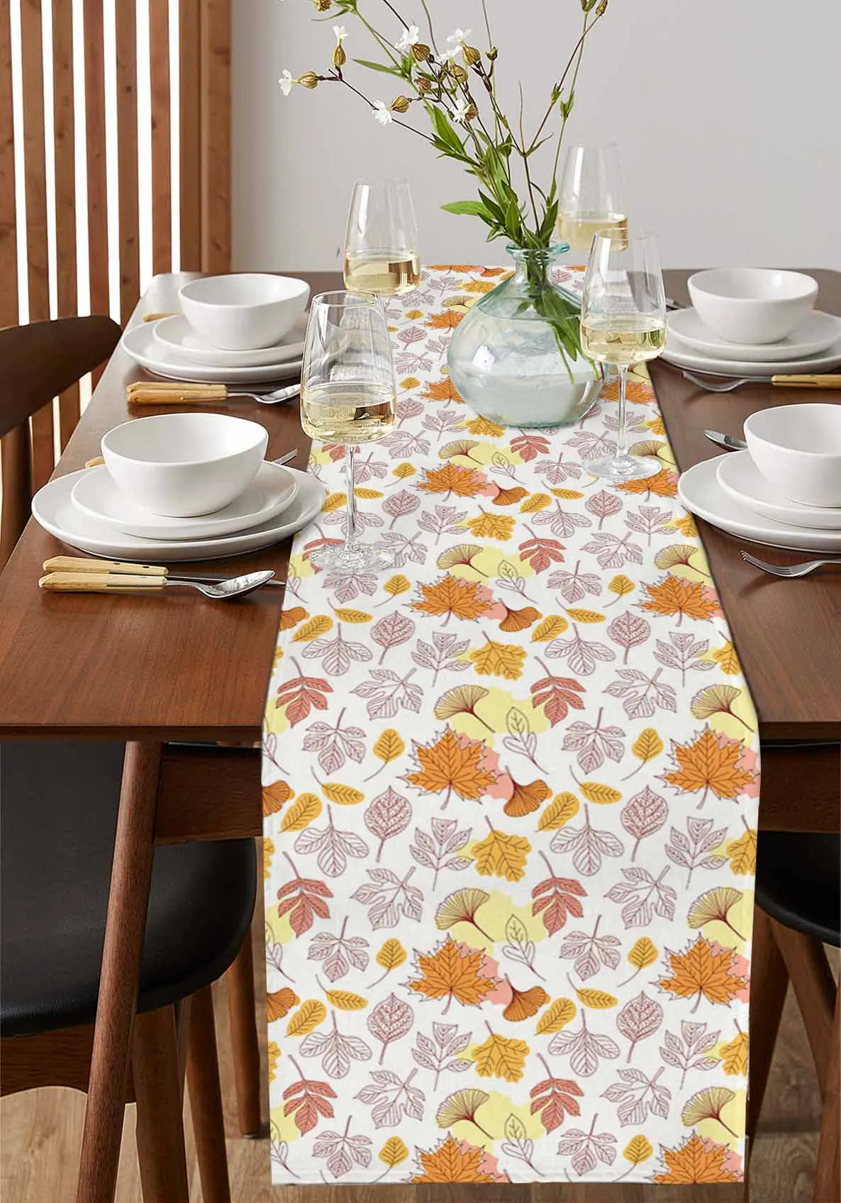 

Colorful Autumn Various Foliage Home Decorations Coffee Table Decor Tablecloth Table Kitchen Decorative Table Runner