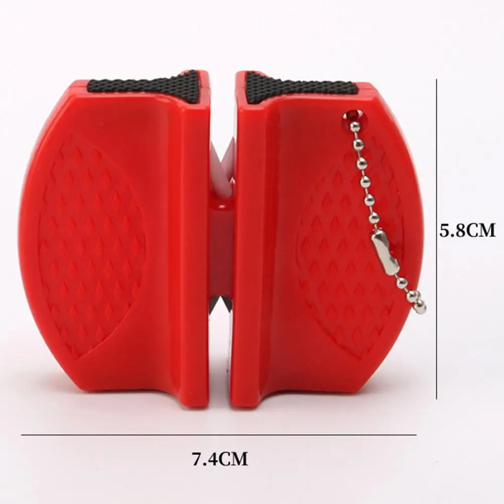 Double Sided Sharpener with Hook Chain Multifunctional Manual Sharpener Mini Pocket Cutter Sharpening Tool Kitchen Accessories