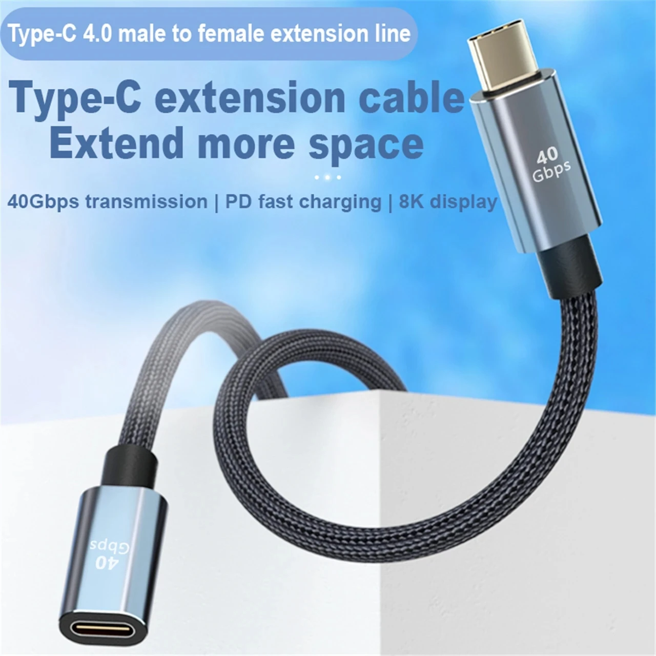 

USB-удлинитель USB Type-C, 40 Гбит/с, 100 Вт, 8 к, 60 Гц