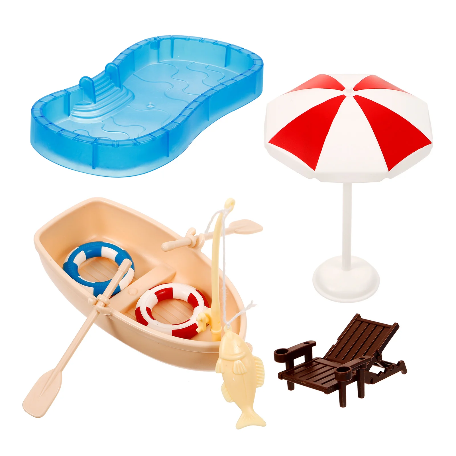 

Dollhouse Swimming Pool Mini Furniture Boat Decorations Miniature Plastic Deck Chair