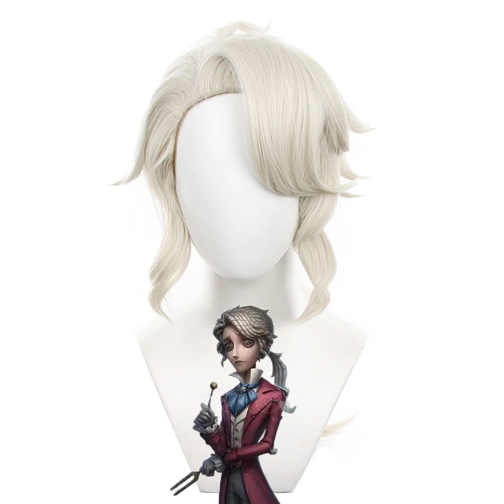 Frederick Kreiburg Cosplay Wig Identity V Composer Curly Wavy Long Heat Resistant Synthetic Halloween Party Role Play Wigs