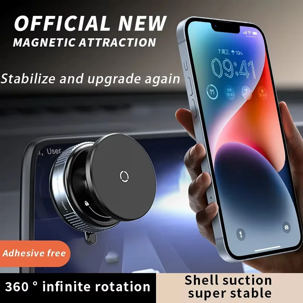 Magnetic Car Mount Mobile Phone Holder Vacuum Adsorption 360° Rotation N52 Super Strong Suction Bracket for 4.7-inch Smartphone