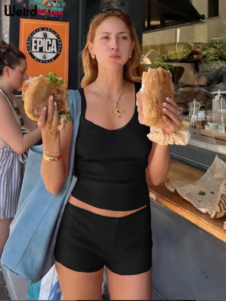 

InGrily спортивный тонкий женский комплект с бантом и аппликацией, спортивный костюм, повседневная пижама, топы на бретелях + шорты, одинаковый уличный летний костюм