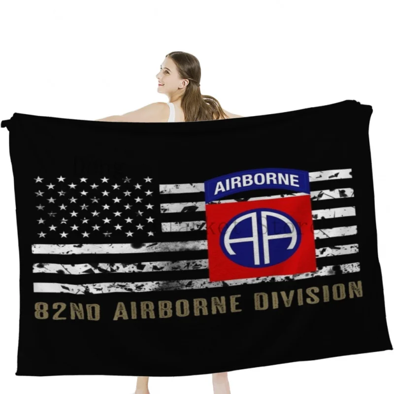 82nd Airborne Division (Distressed Flag)  Throw Blankets Airplane Travel Decoration Soft Warm Bedspread