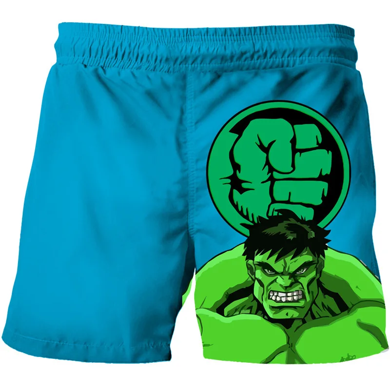 Hulk Miniso Men Beach Shorts Disney Avengers Movie Cartoon Print Summer Casual Pants Mens Adult Beachwear Children Birthday Gift