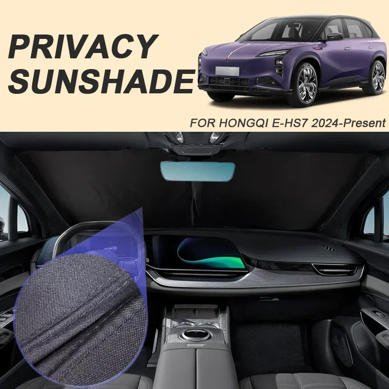 

Car Black Anti-UV Heat Insulation Windows Privacy Sunshade For HONGQI E-HS7 2024-Present Auto Protect Cover Interior Accessories