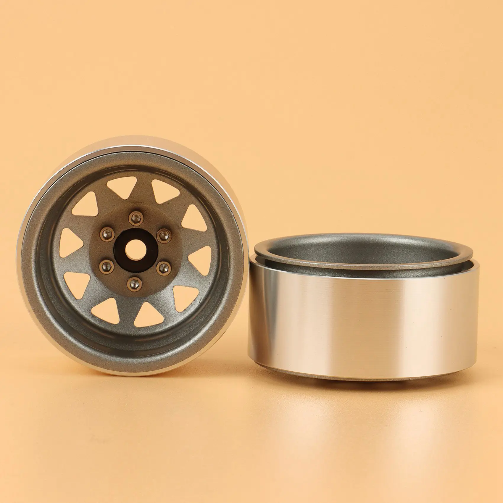 8PCS Deep Dish Wagon 1.9 Metal Beadlock Wheel Hub Rim For 1/10 RC Crawler Axial SCX10 90046 Traxxas TRX4 RC4WD D90,2