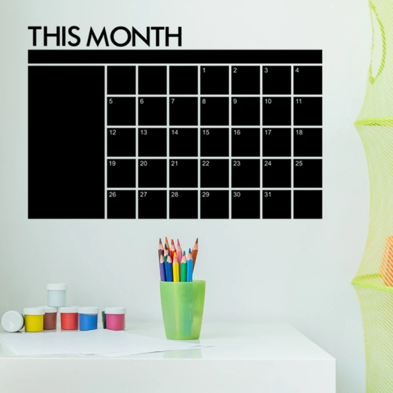 Household Month Calendar Chalkboard Blackboard Removable Planner Wall Stickers Black Board School Office Decals Supplies