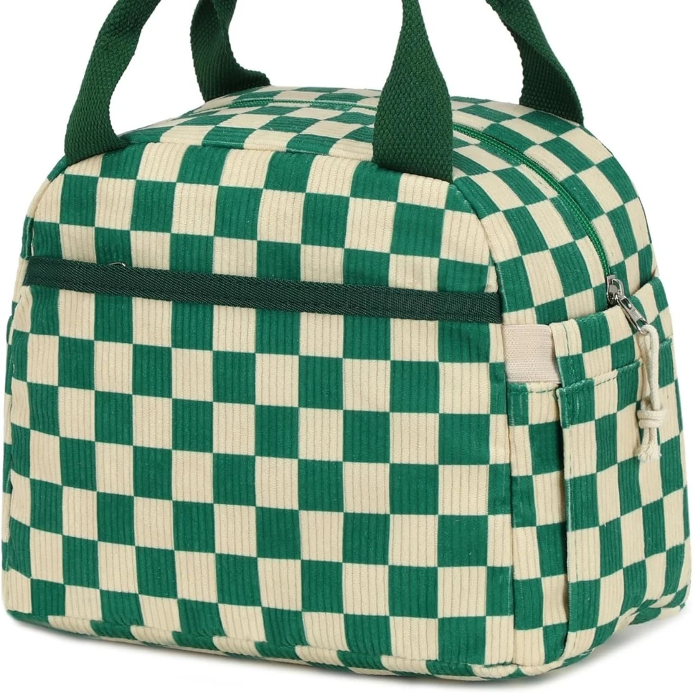 

Cute Corduroy Lunch Tote Bags Reusable Insulated Lunch Box Large Capacity Reusable Insulated Cooler for Work Picnic or Travel