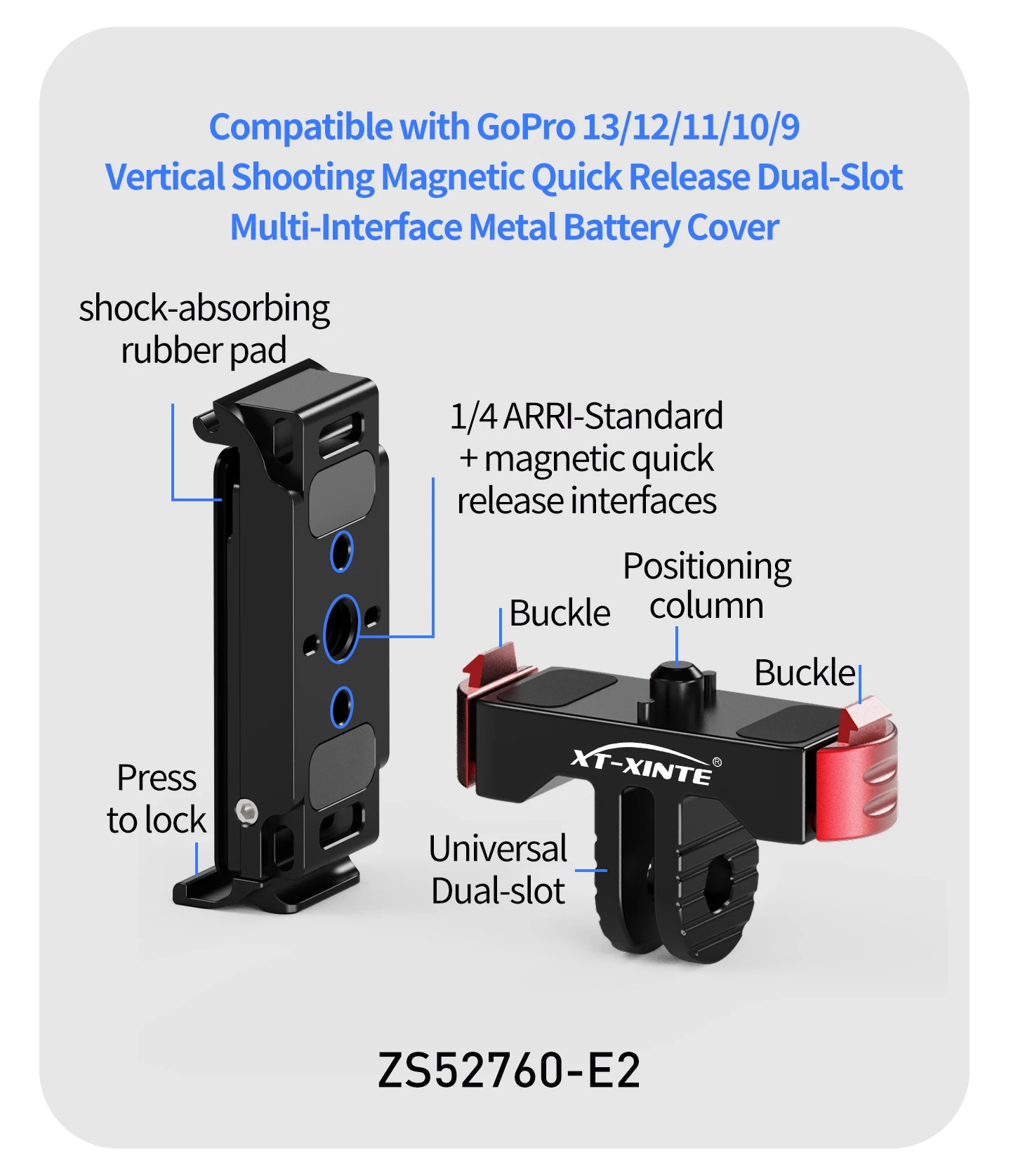 Sportkamera-Schnellverschlusshalterung, 1/4 Zoll magnetische Adapterhalterung, Basis aus Aluminiumlegierung für Gopro 13-Zubehör – Detail 40