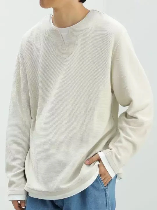 

Casual Color Long Sve V-ne round Ne T-irt Men HEART Split Loose Fit Comfortable Pure Color Sweatirt