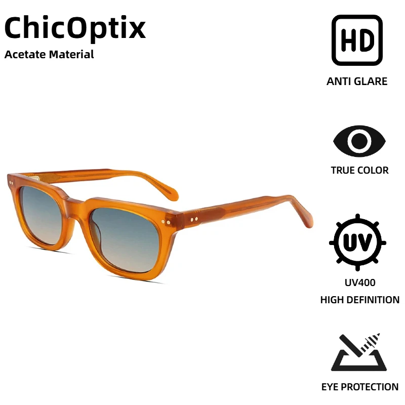 ChicOptix Trendy Rectangular Sunglasses for Women and Men - Outdoor Vacation Style with Studded Design, UV400 Anti-Glare