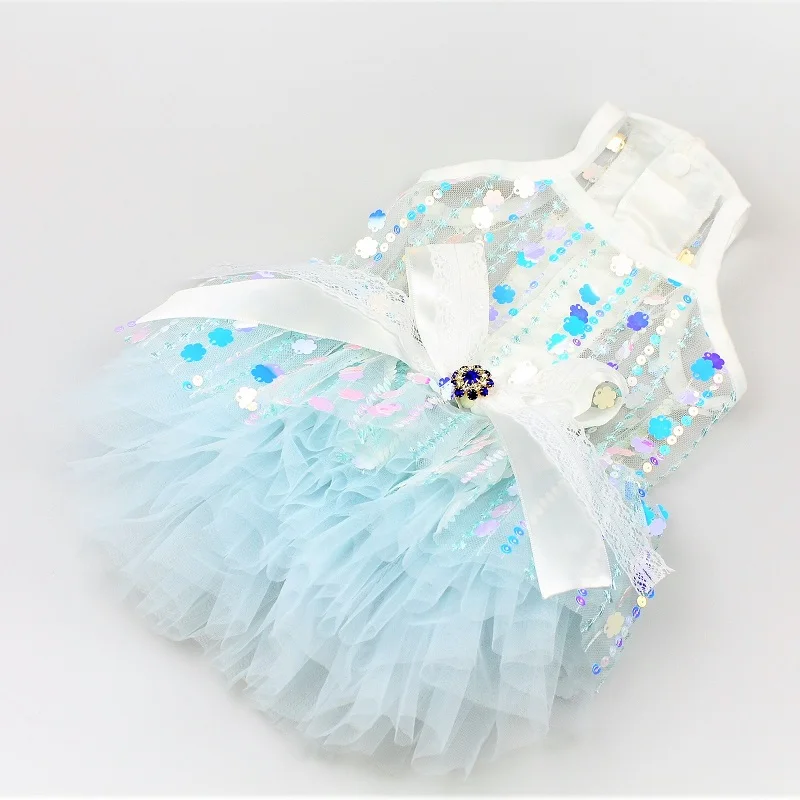 

Handmade Dog Clothes Dress Slip Pet Supplies Sea Colorful Gauze Skirt Tutu Glitter Sequin See Through Sexy One Piece Cat Poodle