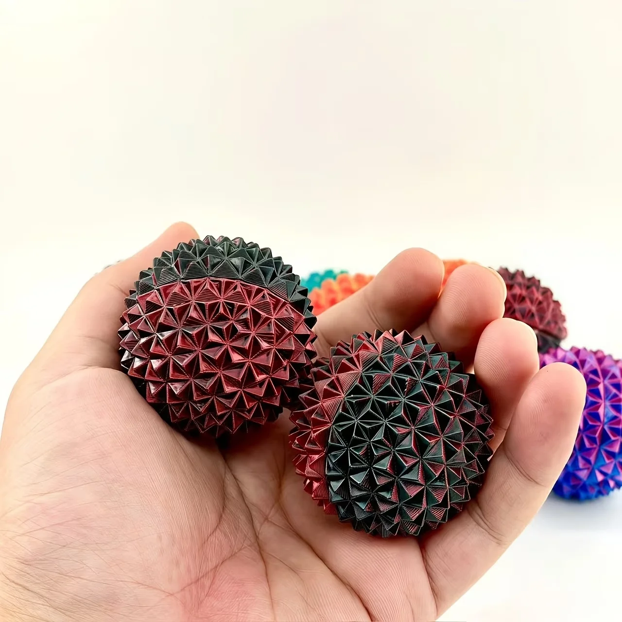 1/5 Random Color3D Printed Spiky Ball Stress Relief Toy Fingertip Stress Relief Ball Spiky Fingertip Stress Relief Ball Desk Toy