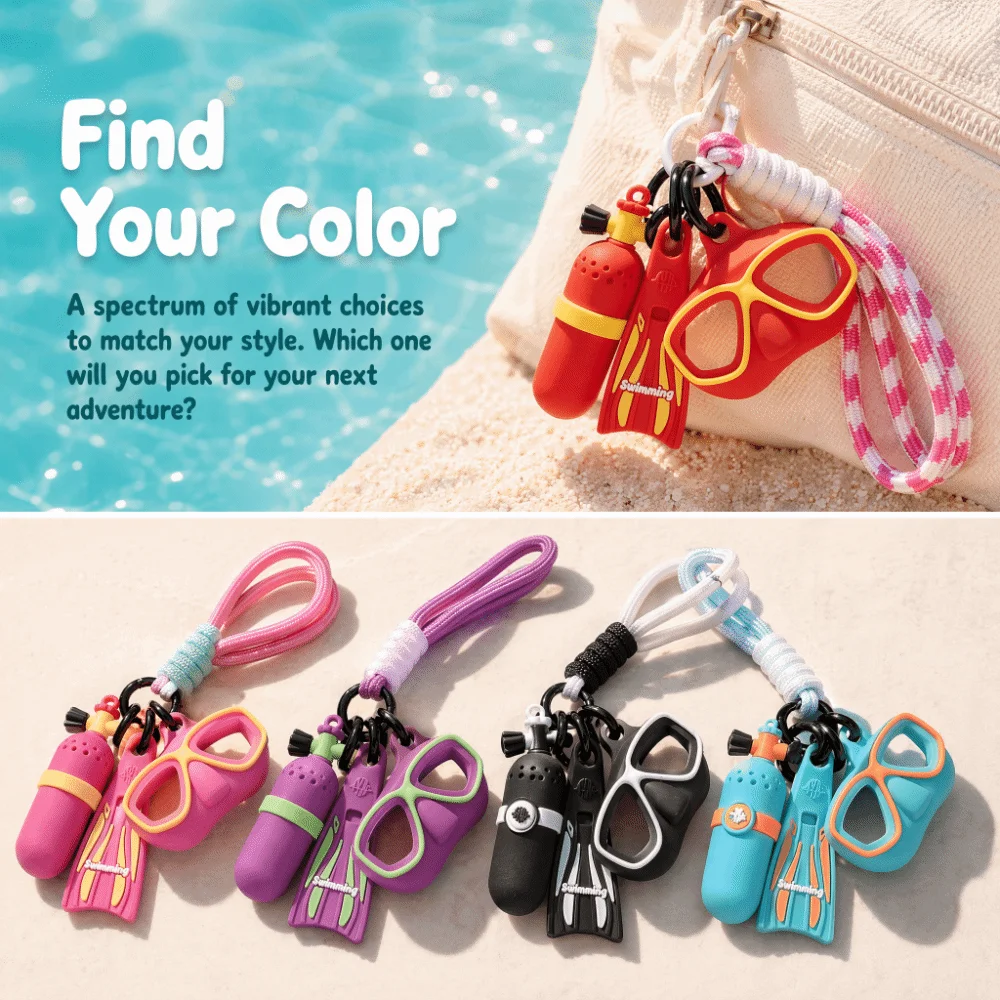 Funny Diving Series Keychain Colorful Creative Diving Mask Bag Pendant Fashion Hanging Oxygen Cylinder Keyring Gift