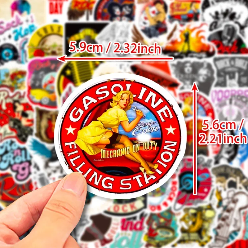 10/25/50pcs Retro Graffiti Rock Music Stickers for Guitar Band Hiphop Suitcase Laptop Skateboard Motorcycle Scrapbooking Car