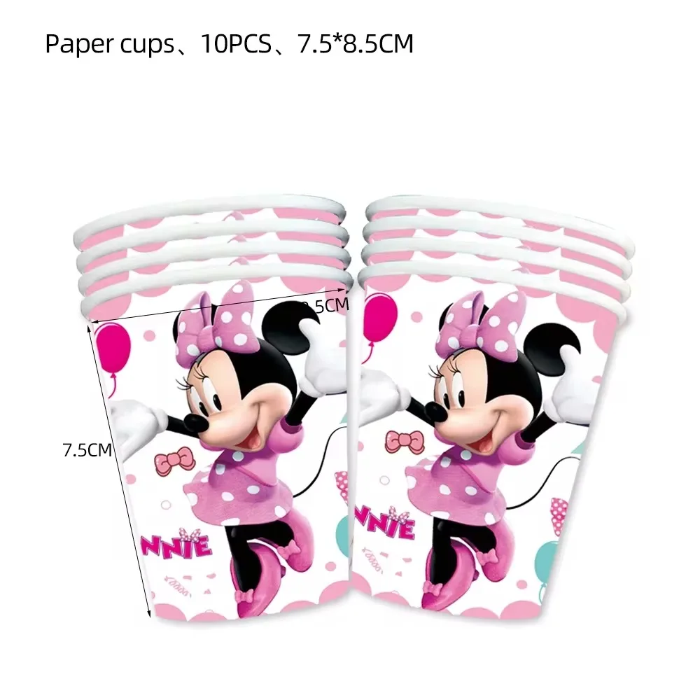 Disney Pink Minnie Disposable Decorations Sets of Napkins Plates for Birthday Baby Shower Dinning Wedding School Home Events