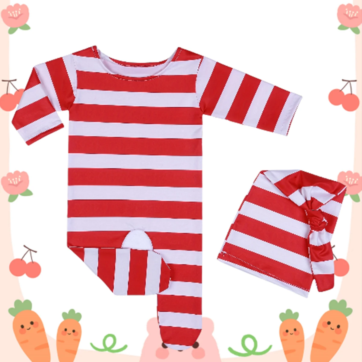 Ylsteed Neugeborener roter Weihnachtsoverall mit Mütze und Kragen, Baby-Fotografie-Requisiten, Säuglingsschieß-Outfit, Weihnachtsthema