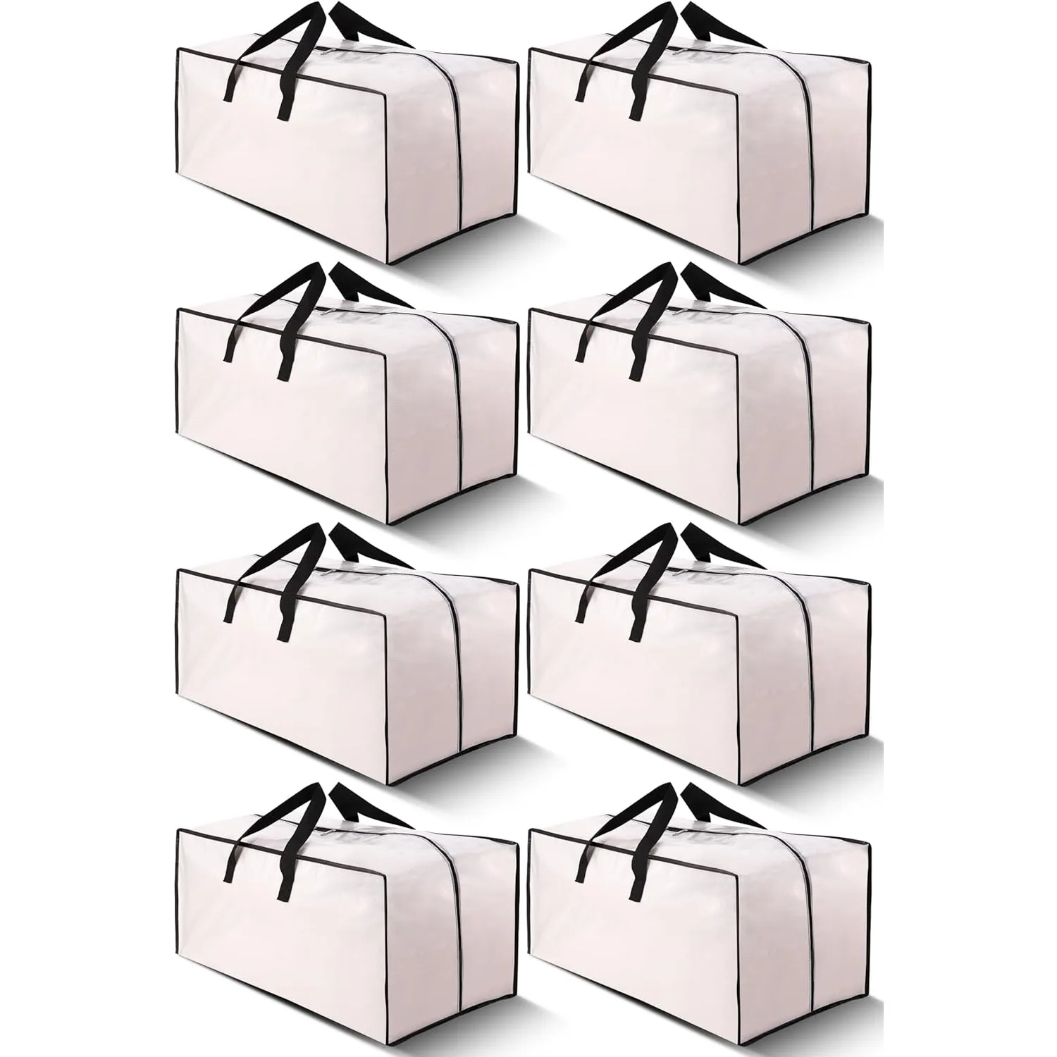 

8 Pack Heavy Duty Extra Large Moving Bags with Backpack Straps - Strong Handles & Zippers, Storage Totes (Set of 8, Clear)