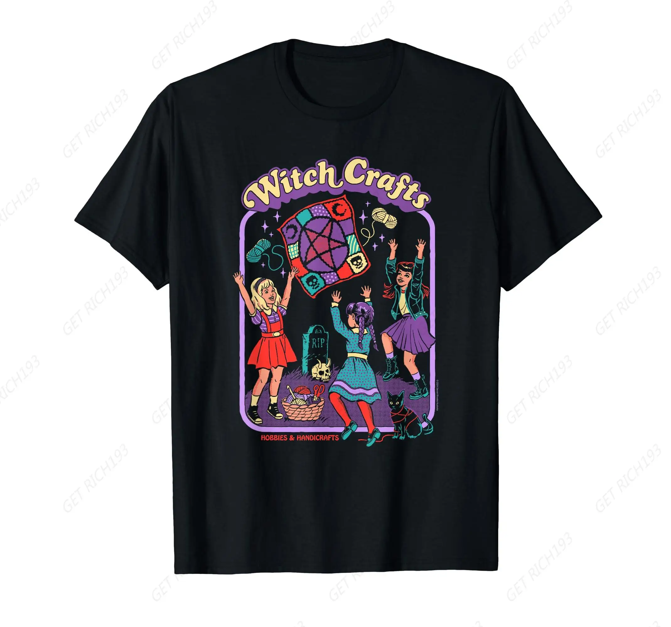 Mnaga Witch Crafts Hobbies Handicrafts Dark Humor T-Shirt Anime Short Sleeve Unisex Tee Simple And Practical