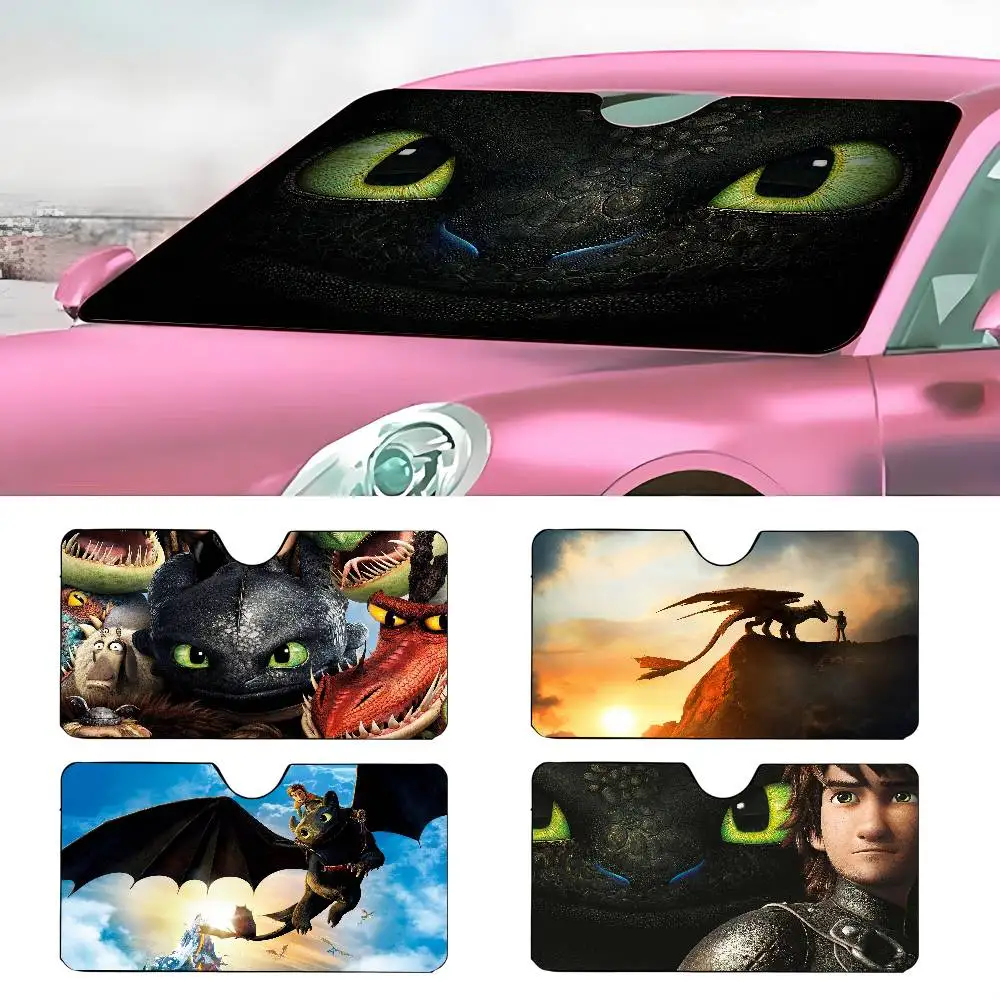 

H-How to Train Your D-Dragon movie Car SunShade Windshield Anti-UV Protection Front Sun Shade Protector for Vehicle Interior