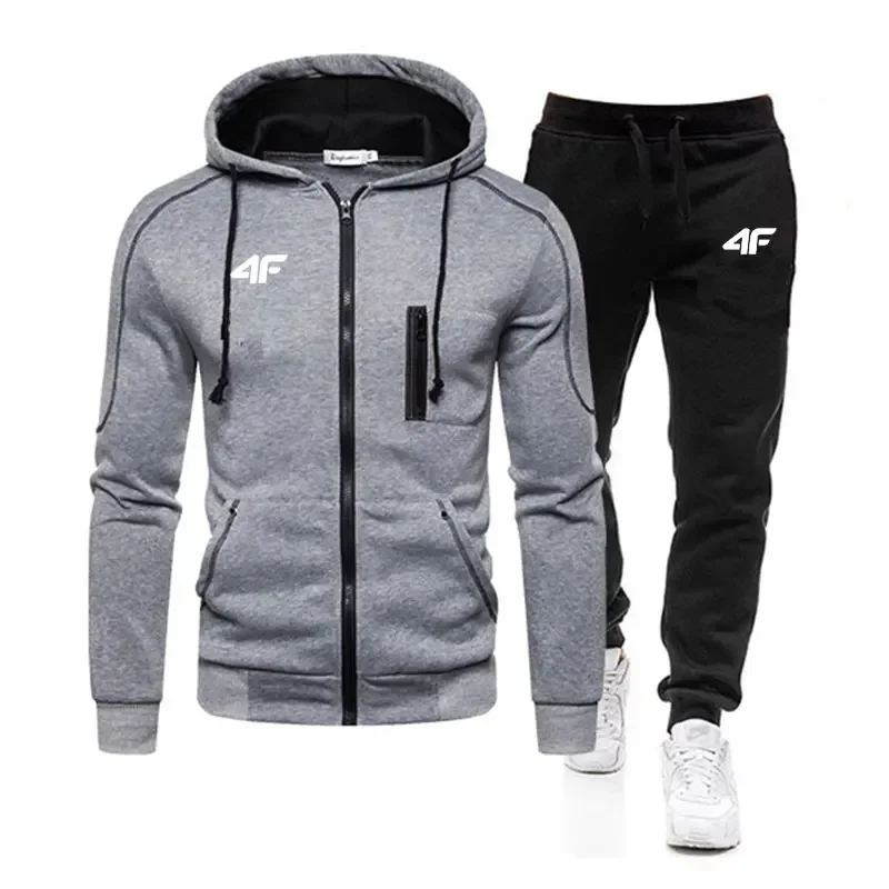 Herfst Winter Fleece Dikke Warme Heren Trainingspak Rits Hoodies + Broek 2 Stuks Sets Pak Sportkleding Trend Mode hip Hop Mannen Kleding