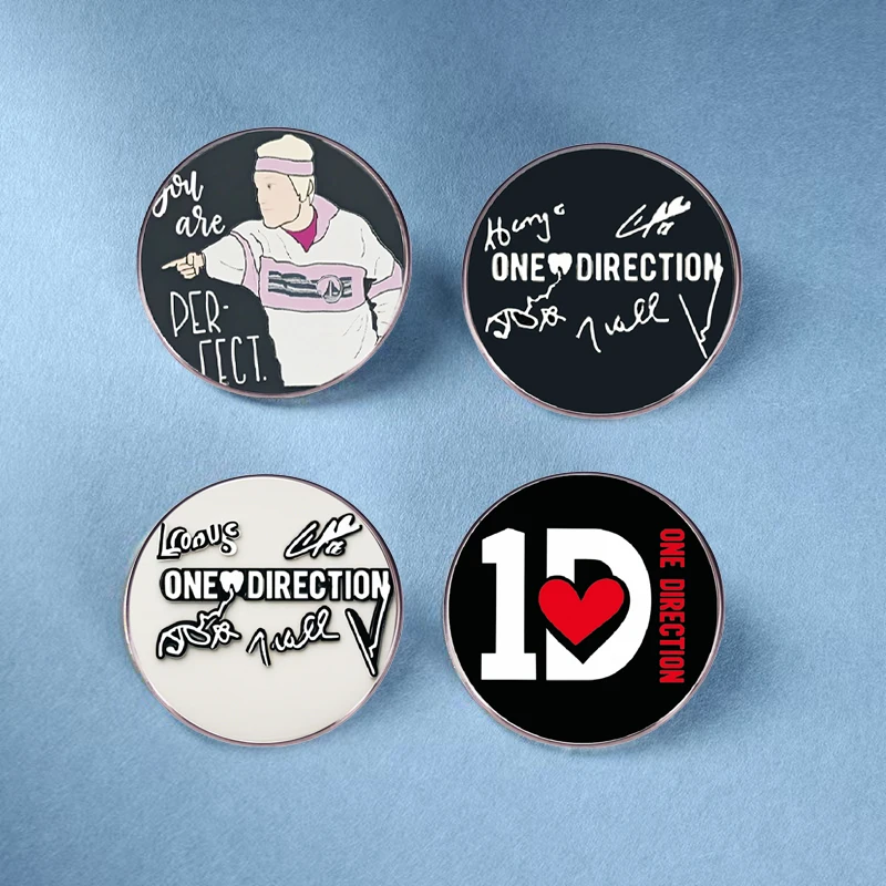 One Direction Pop Band Brooch Fashion Singer Band Ha Roll Pin Metal Badge Clothes Bag Accessories Friends Jewelry Gifts