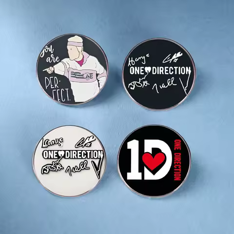 One Direction Pop Band Brooch Fashion Singer Band Ha Roll Pin Metal Badge Clothes Bag Accessories Friends Jewelry Gifts