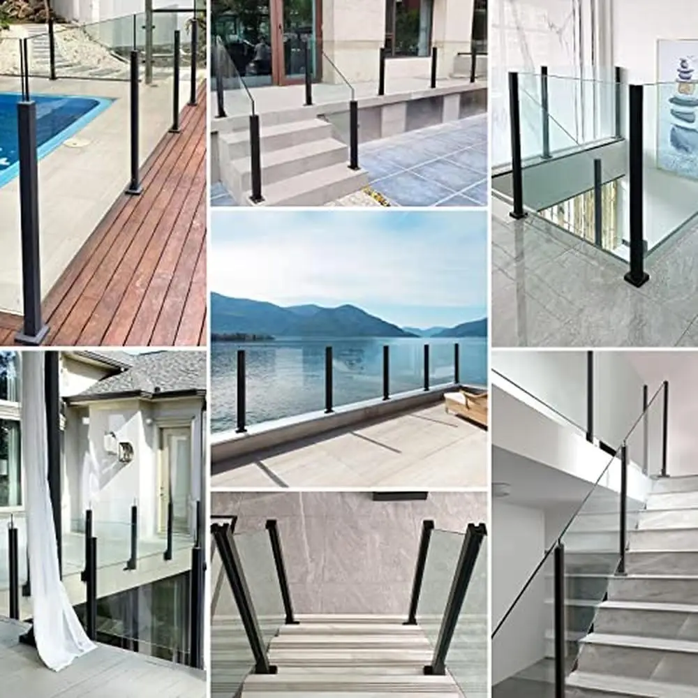 Quality Stainless Steel Glass Balustrade End Post Black 33.4