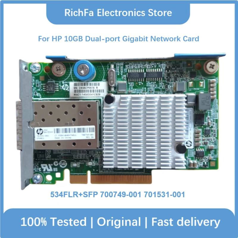 

For HP 700749-001 701531-001 FlexFabric 10Gb Ethernet Dua-port 534FLR+SFP Adapter 700751-B21 534FLR+SFP Network Card Used Origi