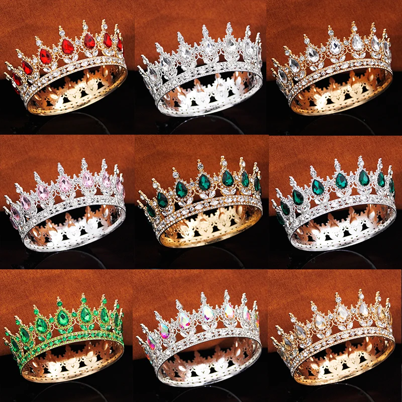 Tiaras e Coroas Reais para Mulheres, Diadema Redondo Completo para Casamento e Festa, Acessórios de Joias para Cabelo de Noiva
