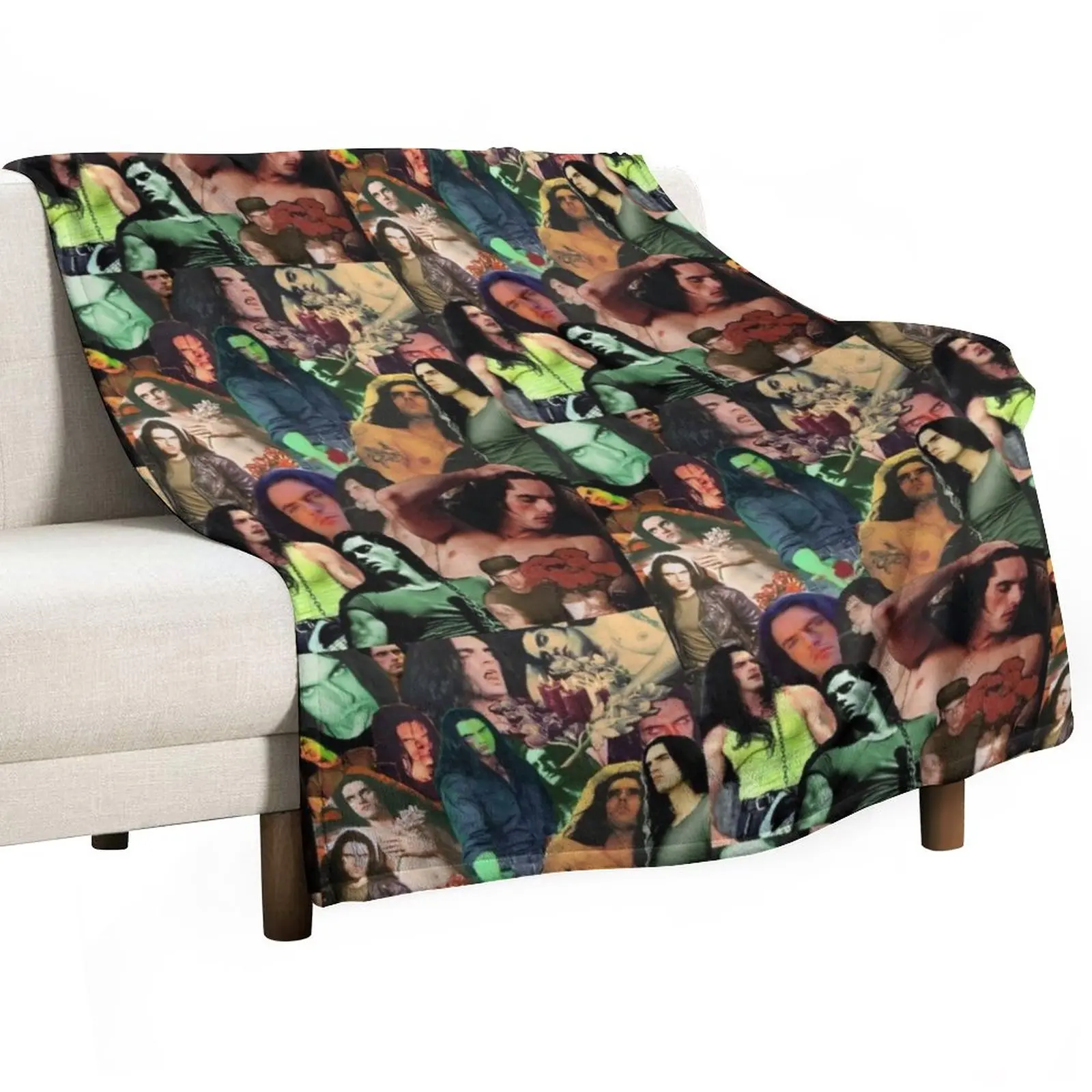 

Type O Negative: Peter Steele Dark Goth Collage Edit II Throw Blanket blankets ands Bed Fashionable bed plaid Blankets