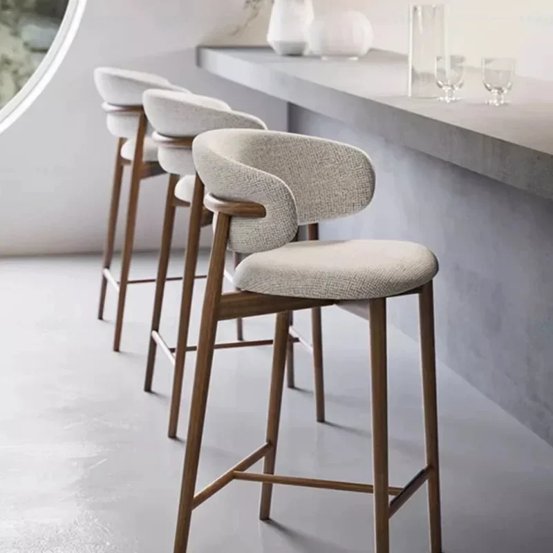 Bar Stool New Design Wholesale Price Restaurant Furniture Wooden Dining Bar Chair Leather For Sale Linen Fabric Customize Color