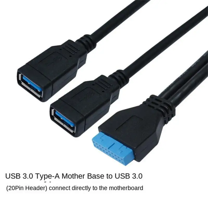 Conector da placa-mãe interna Cabo adaptador para PC, Hardware Cabos e Adaptadores, USB 3.0, A Fêmea para 20Pin, PC Computador