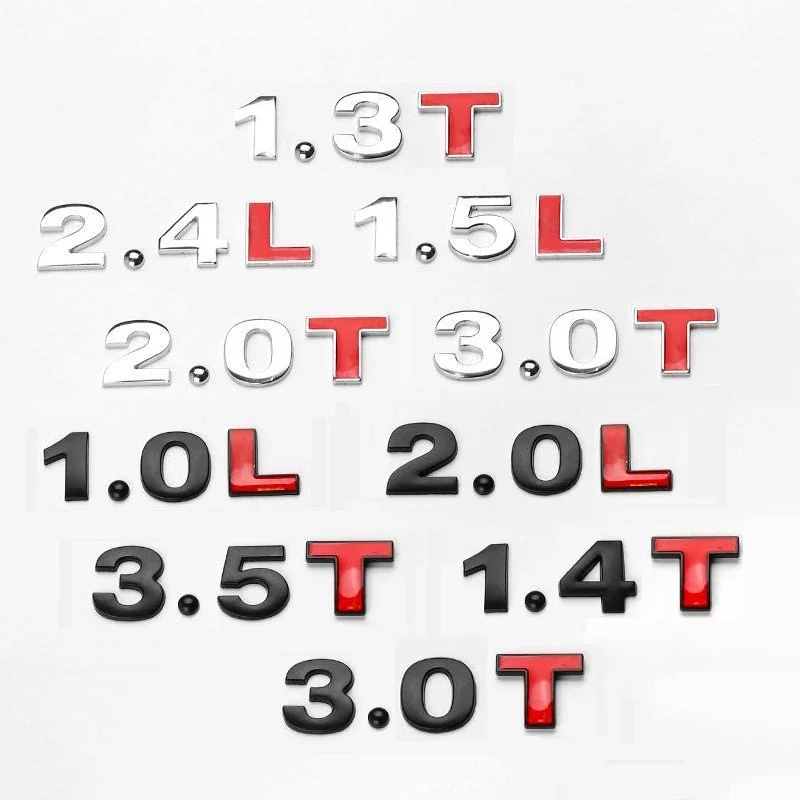 3D Metal Car Displacement Standard Rear Trunk Emblem Badge Sticker 1.0 1.2 1.4 1.6 1.8 2.0 2.5 2.8 3.0 L T 2.0T 3.0T Volume Logo