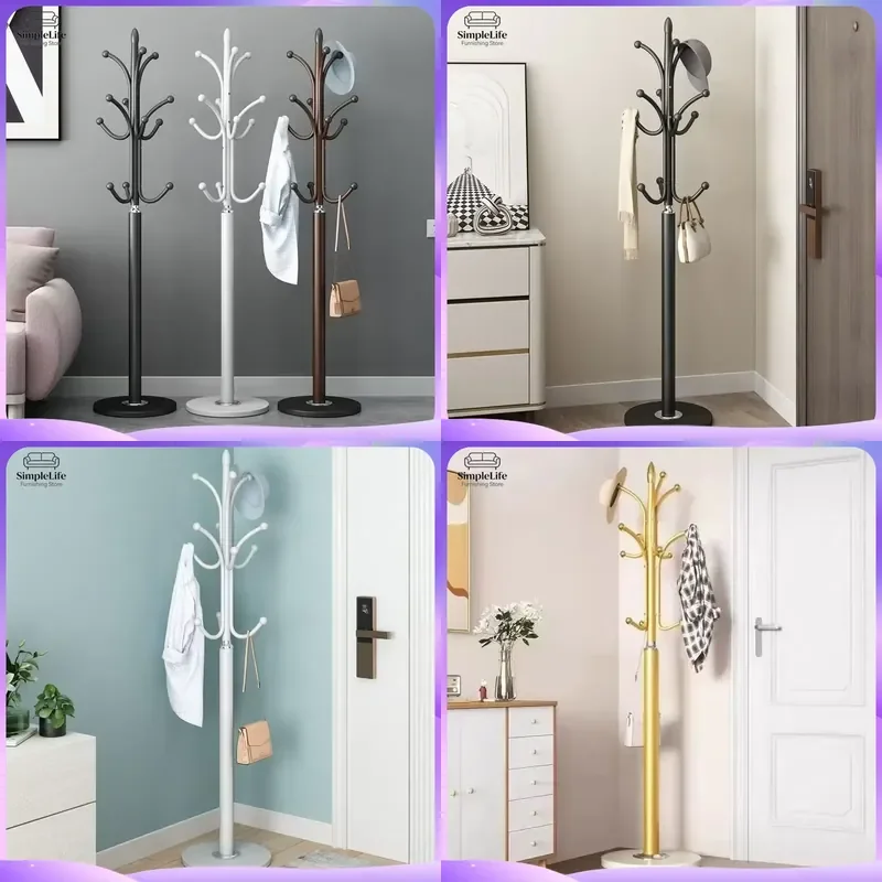 Modern White Tree Coat Rack Heavy Duty Metal Floor Standing Hat Hanger 50kg Capacity Easy Assembly Living Room Bedroom