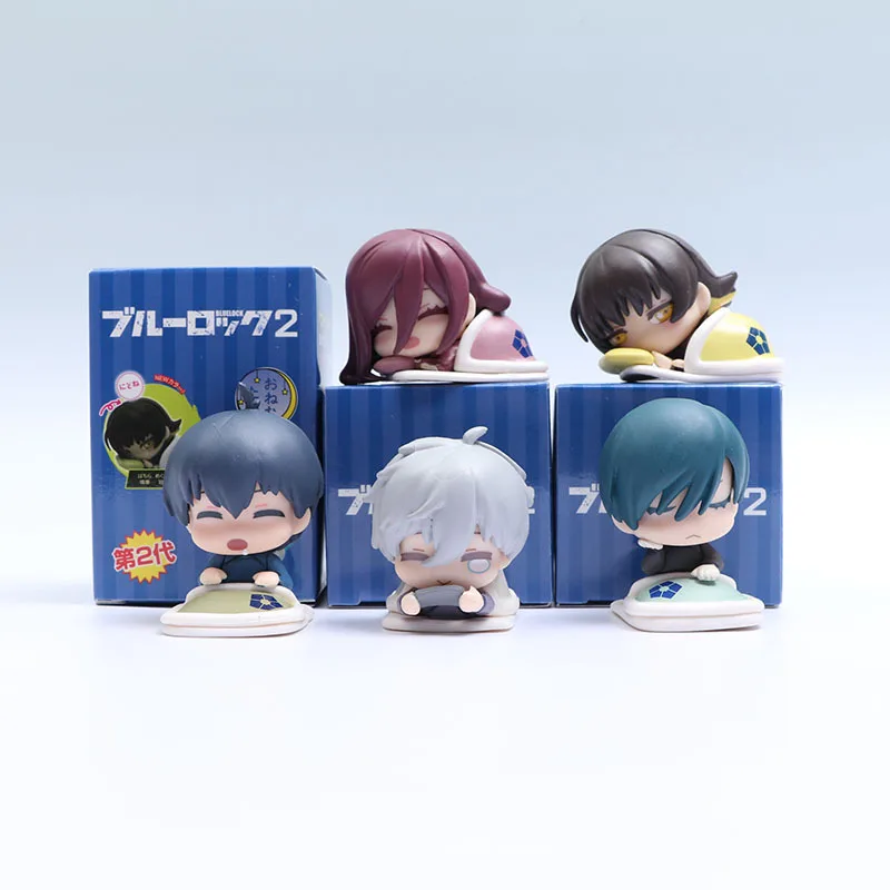 

5pcs Anime BLUE LOCK Figures Q Version Isagi Yoichi Chigiri Hyoma Bachira Meguru Sleep Styling Figure PVC Toys Collection 4cm
