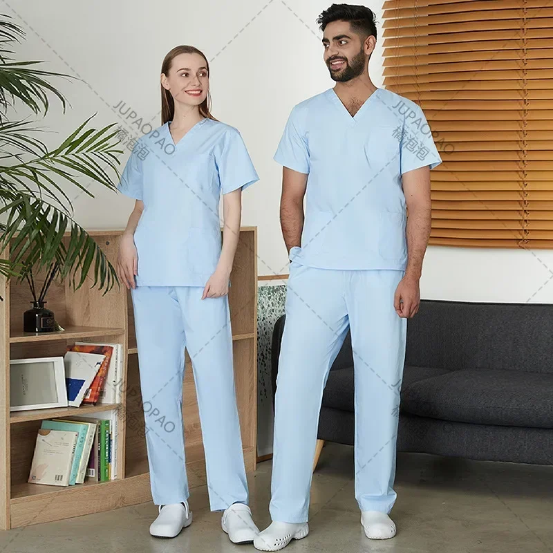 Multicolor Scrubs Uniform Short Sleeve Tops+Pants Nursing Uniform Women Pet Shop Doctor Scrub Medical Surgery Workwear Scrub Set