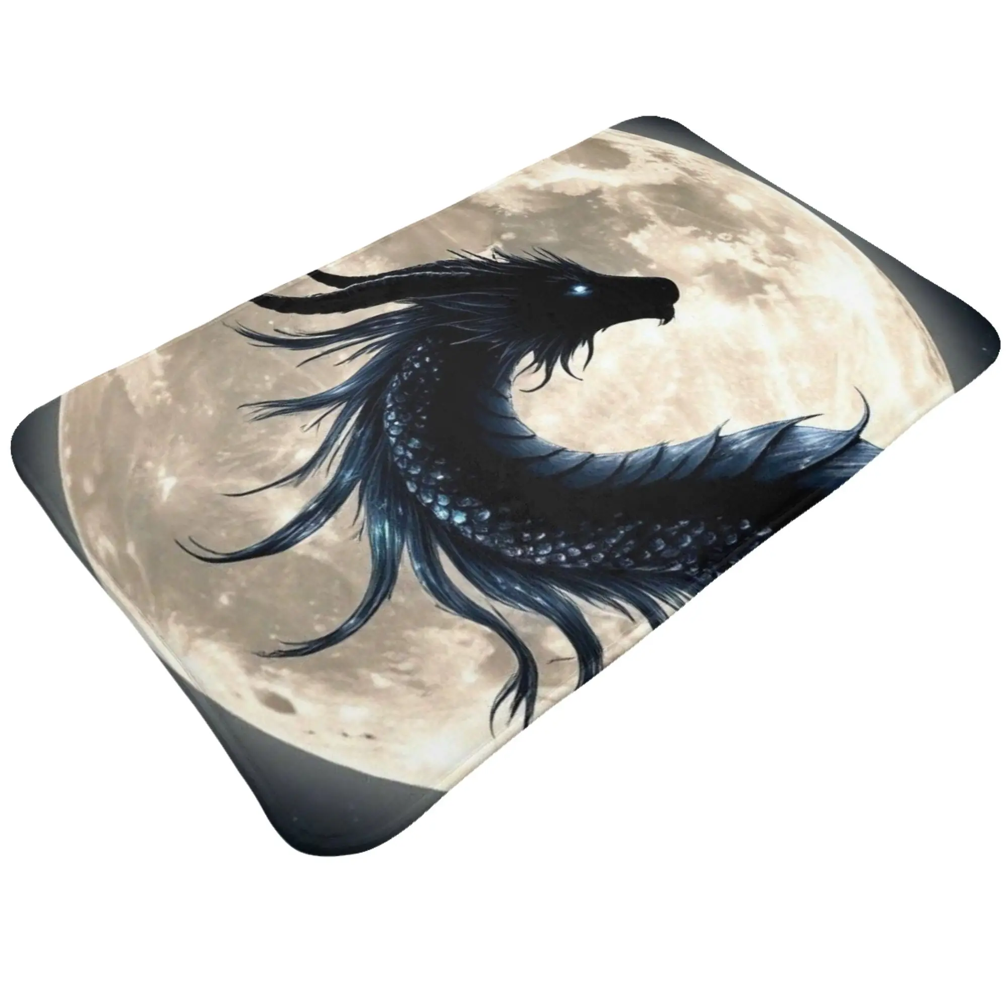 Moon Dark Sea Dragon Silhouette Non-slip Mat Bathroom  Entrance Doormat Home Decor