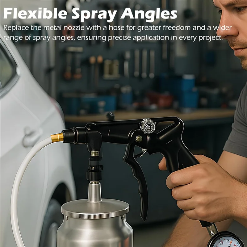 ABSS-Undercoating Spray-Gun Kit Featuring 100Ml Suction Feed Cup, Undercoat Air-Spray Paint-Gun With 360°& Straight Spray-Hoses